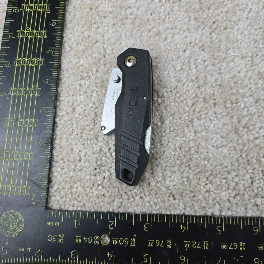 Hyper Tough Folding Utility Knife Black Pocket Clip Compact EDC Hand Tool